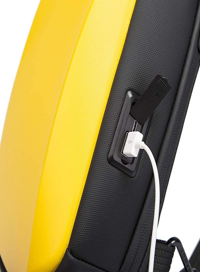 بانجي حقيبة كتف للسفر من بانج مقاومة للماء مصنوعة من مادة TPU، مناسبة للجنسين، مع منفذ شحن USB (أصفر) - Image 4